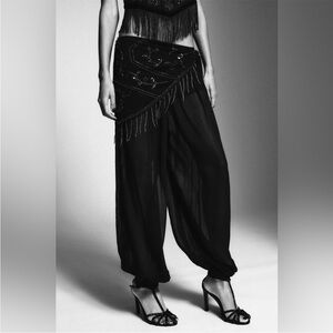 ZARA FRINGE BEADED PAREO PANTS